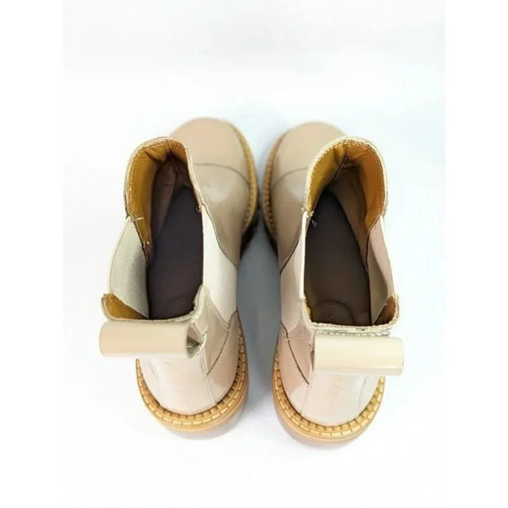 See By Chloe Women's Mallory Leather Chelsea Boots Beige Size 37 EU MSRP $475 - Picture 7 of 11